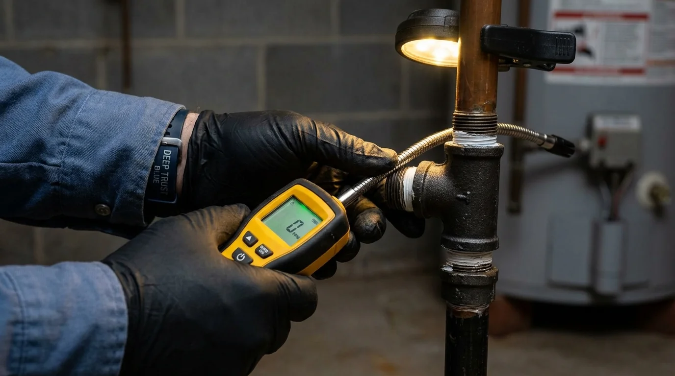 Gas leak detection with electronic sniffer by Johns Plumbing LLC in New Orleans