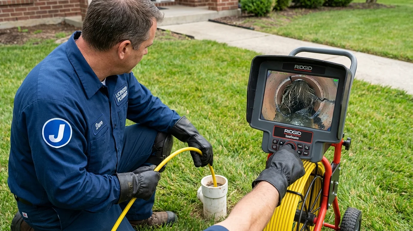 Sewer camera inspection being performed by Johns Plumbing LLC in New Orleans